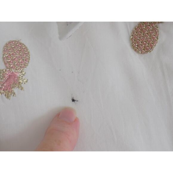 DKNY peplum blouse long sleeve embroidered pineapples size Small NEW - Picture 8 of 12